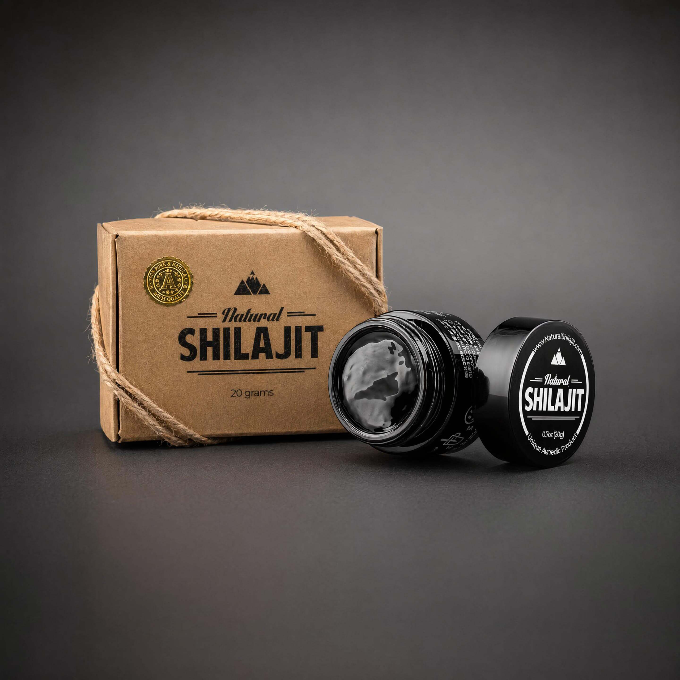 Natural Shilajit resin box and jar